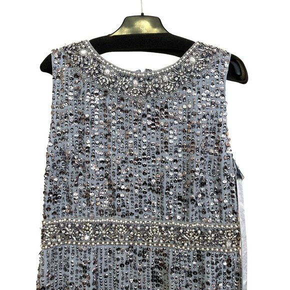 Mac Duggal Size 6 Sequin Column Blue Dress NWT - Picture 4 of 6